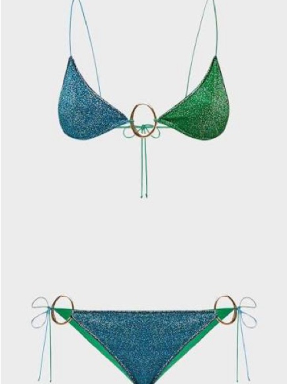 Oseree Sparkle Two-Tone Blue & Green Triangle Bikini - NEVER WORN